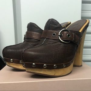 Miu Miu Wood Clog Heels *Great Condition* Sz 8 Box